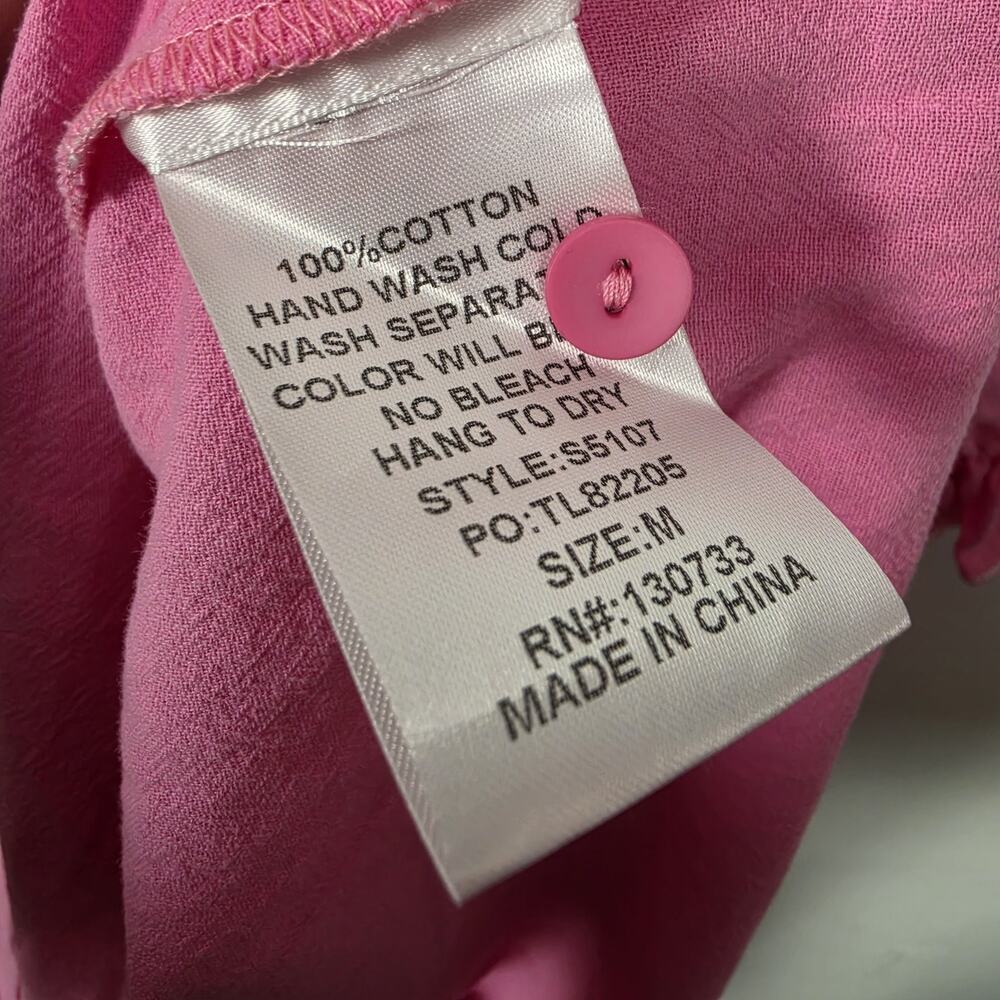 NEW Umgee Peter Pan Collared Pink Cotton Mini Dress Sz M Twee Coquette Doll - Picture 6 of 6